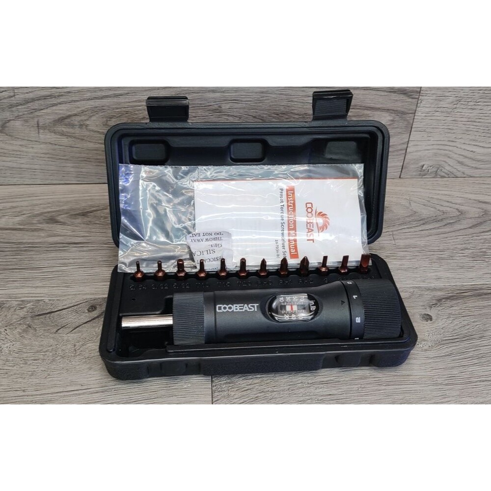 Coobeast 13-Piece Preset Torque Screwdriver Set  1/4" Drive 10-70 in-lb w Case
